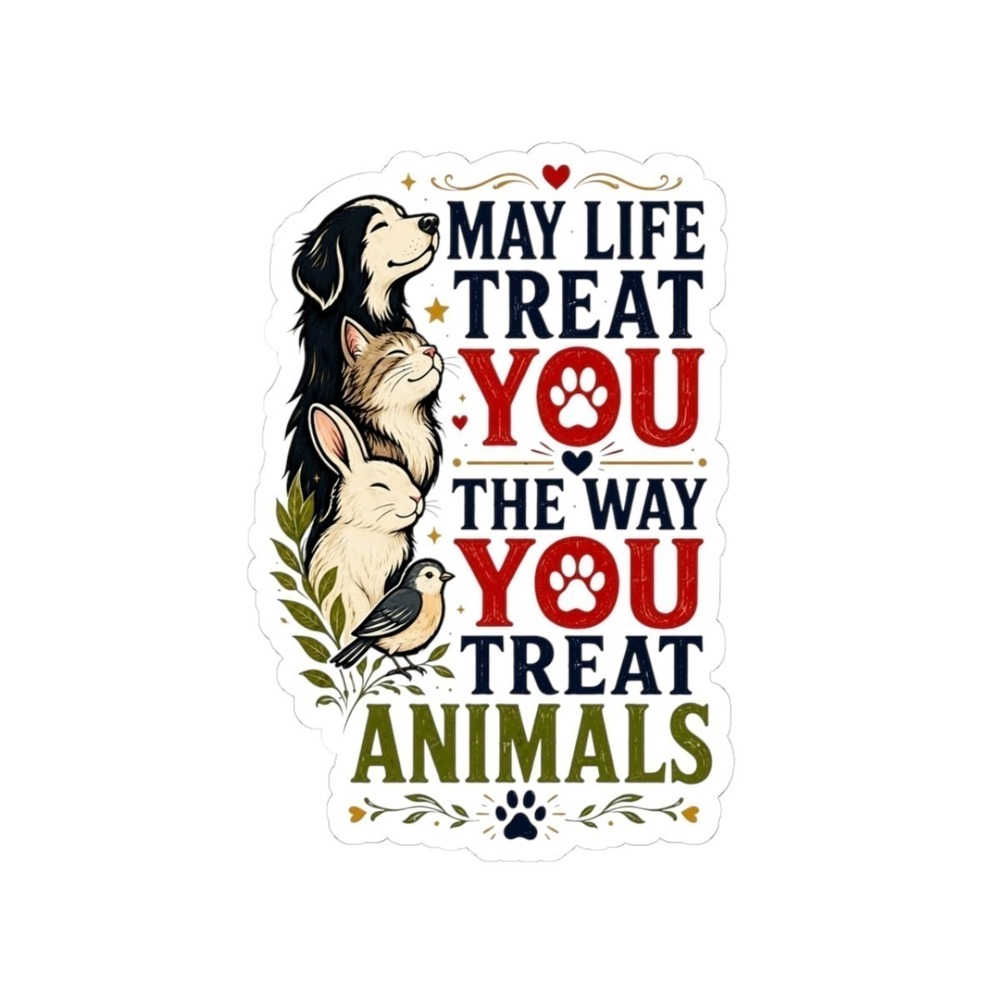 May Life Treat You the Way You Treat Animals Sticker | Animal Rescue Paw Print